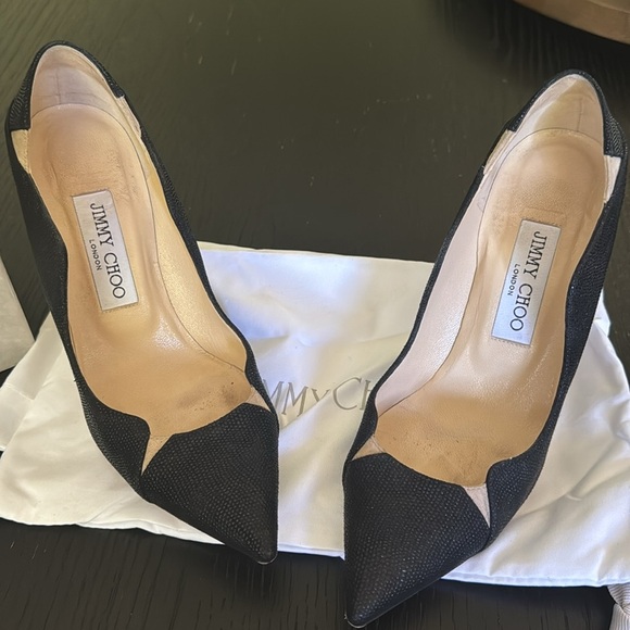 Jimmy Choo Tamika Black/Nude Textured Suede Heels. With box & dust bag. Size 6.5 - Picture 3 of 7